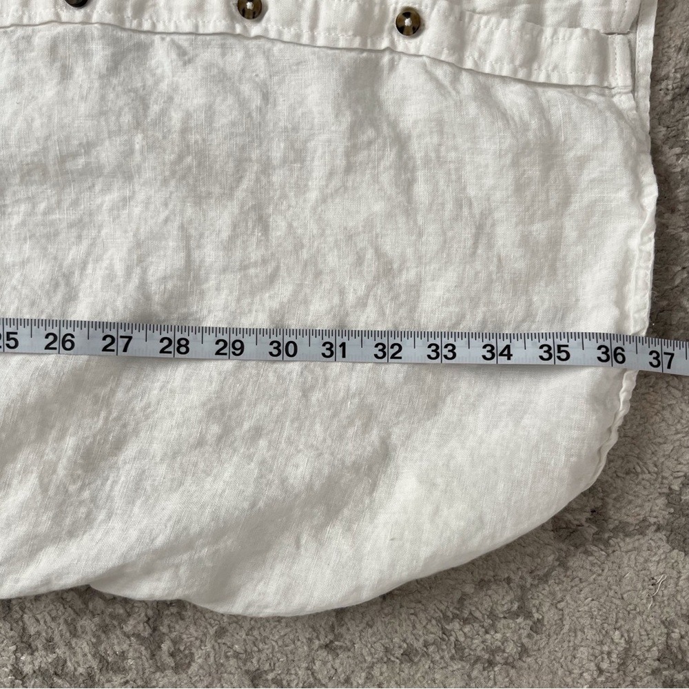 J Crew Baird McNutt White Dress Roll Sleeve Coastal Preppy Irish Linen Large - Picture 8 of 9